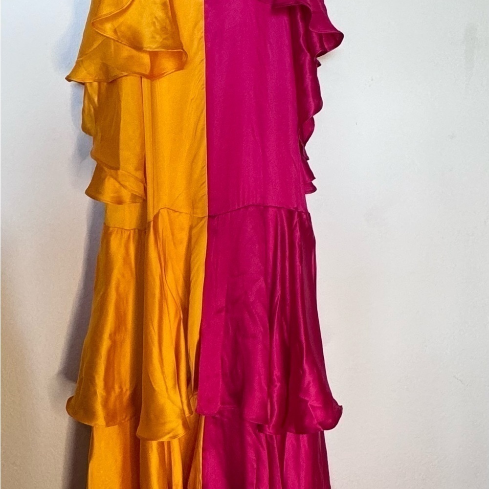 ANTHROPOLOGIE maxi PINNACLE MOCK-NECK RUFFLE DRESS summer wedding guest - Picture 6 of 11
